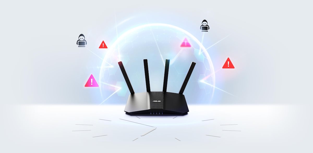A digital shield covers RT-BE55 to block ‘hacker’ and ‘insecure device” away