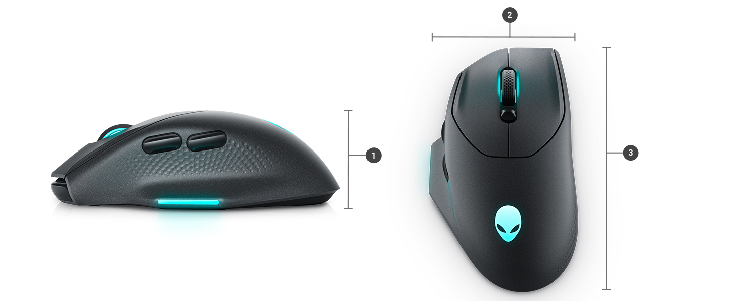 Alienware Wireless Gaming Mouse, AW620M, 2.4GHz, 26000 DPI, 7