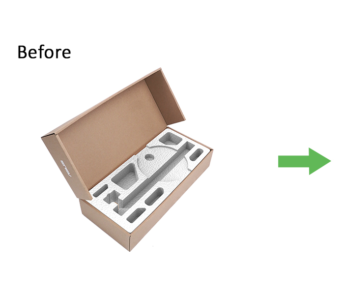 The conventional packaging with Styrofoam