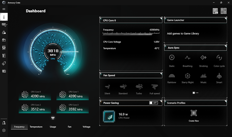 Armoury Crate Dashboard UI