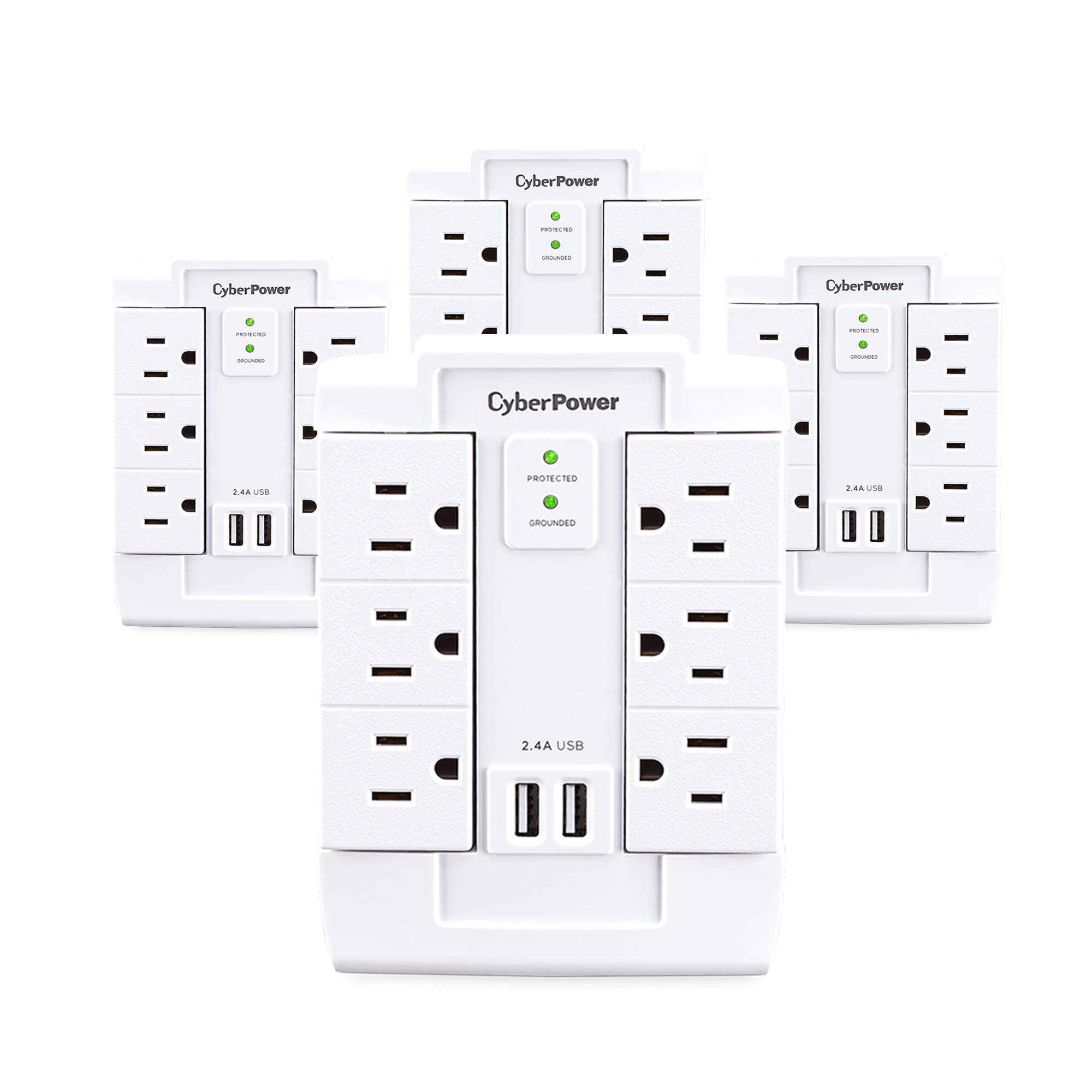 slide 1 of 9, show larger image, cyberpower mp1028wwr1 surge protector - 4 pack