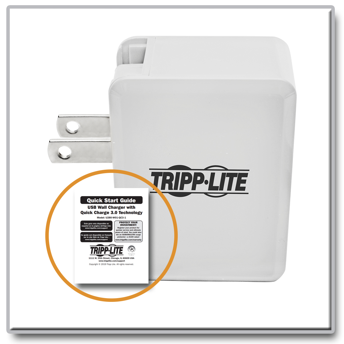 Tripp Lite by Eaton 1-Port USB Wall/Trav U280-W01-QC3-1 PC-Canada