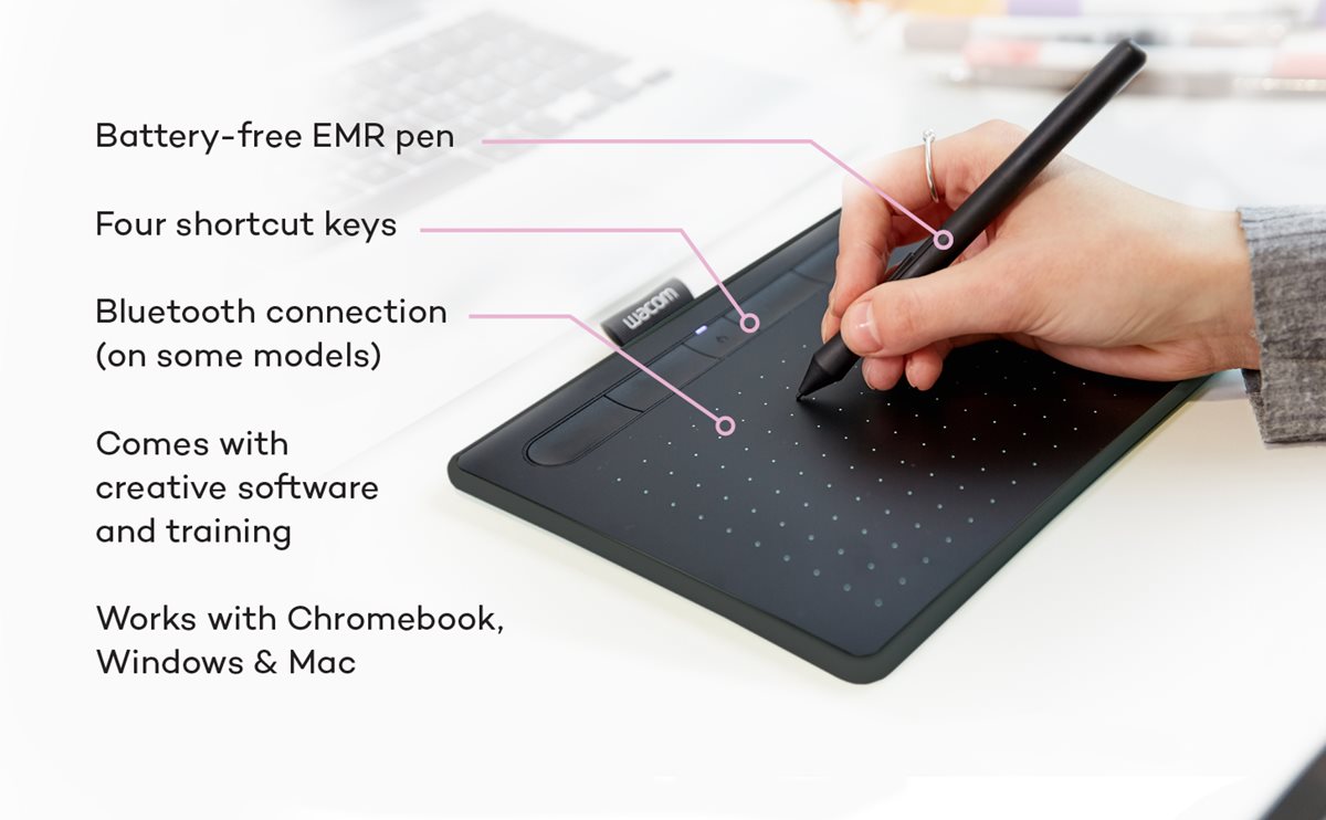 Wacom Intuos Small Bluetooth Graphics Drawing Tablet, Includes