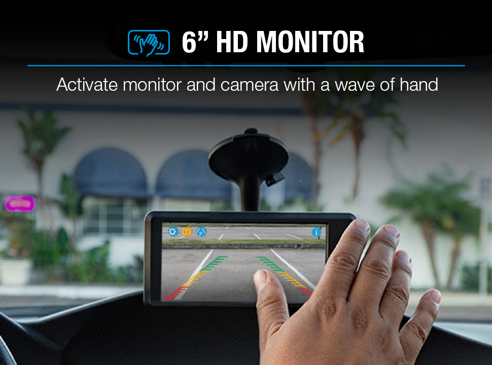 HD Solar-Powered Backup Camera With 6 HD Monitor and Adjustable Lens