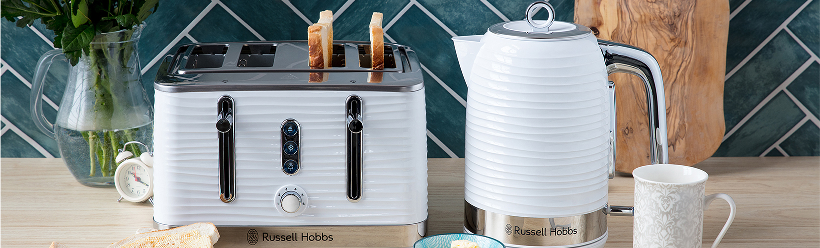 Stainless Steel Russell Hobbs Inspire Kettle And Toaster White