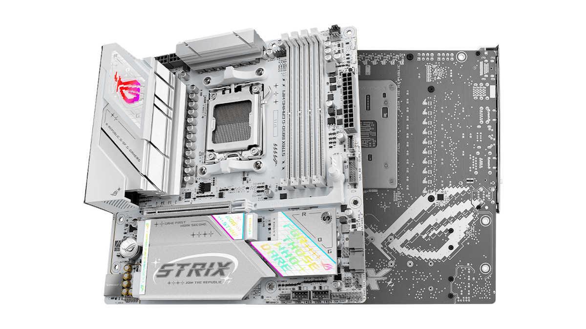 Die Vorder- und Rückseite des Strix B850-G