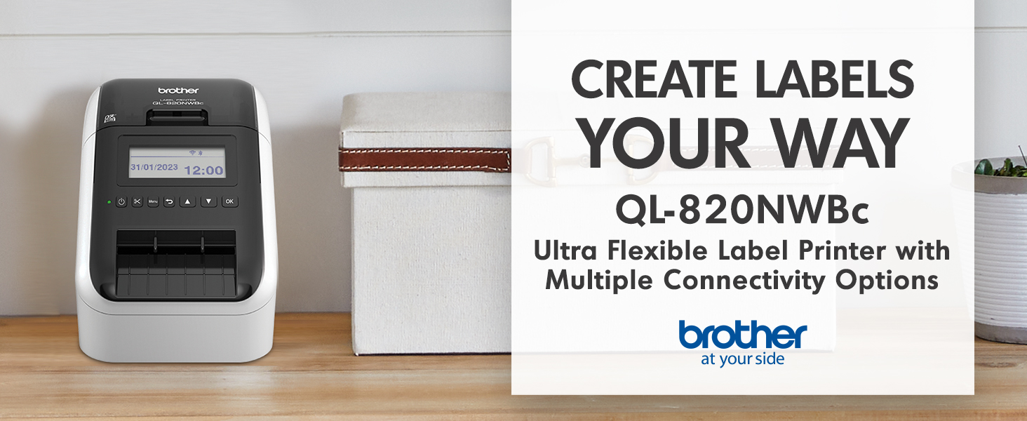 QL-820NWBC Ultra Flexible Label Printer, 110 Labels/min Print Speed, x  5.7 x 9.2 Supply Solutions