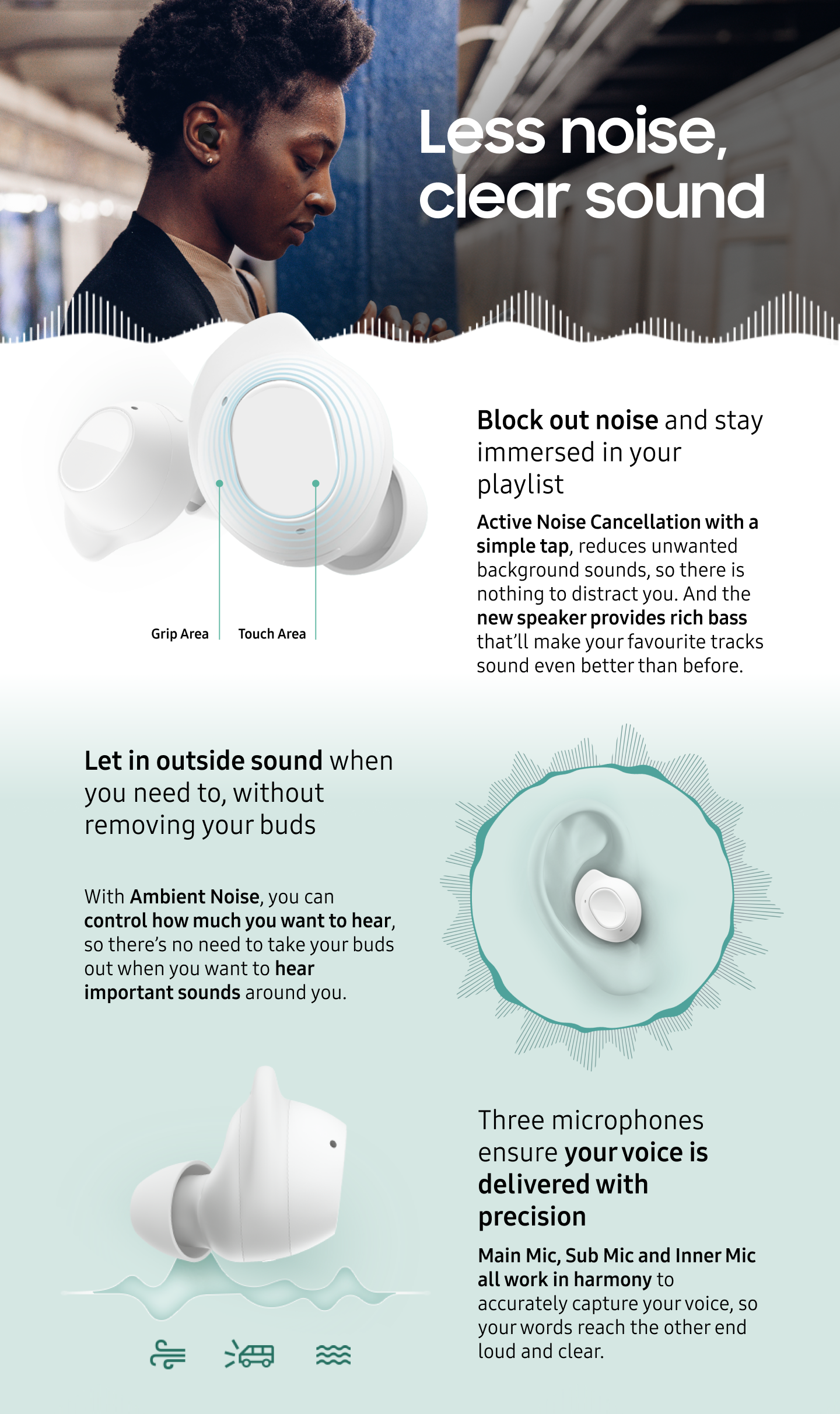 Earbuds Galaxy Buds Volume Control Touch Samsung Buds Volume