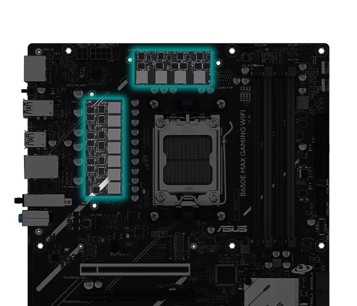 Das B650E MAX GAMING WIFI Mainboard verfügt über Digital Power Design.