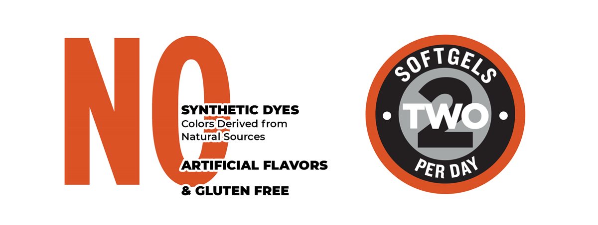 Không chứa phẩm màu tổng hợp – màu sắc có nguồn gốc tự nhiên, không hương liệu nhân tạo, không chứa gluten. Uống 2 viên nang mềm mỗi ngày.