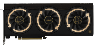 Axial-tech fans rotations illustration of ProArt GeForce RTX 5080 card