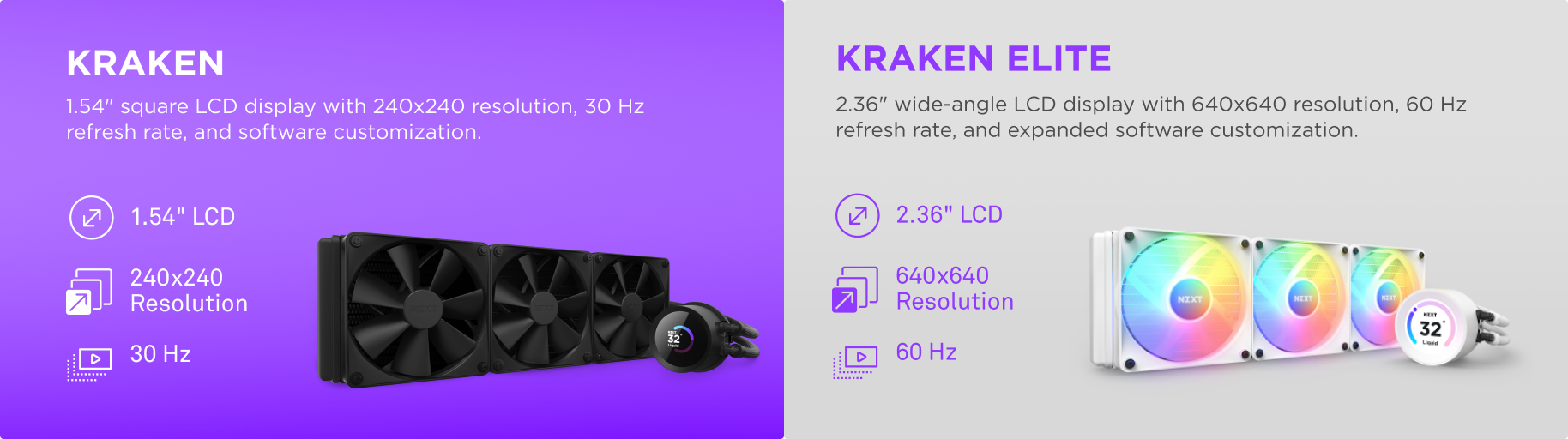 NZXT Kraken 360 120mm Fans + AIO 360mm Radiator Liquid Cooling System with  1.54 LCD Display and F Series Fans Black RL-KN360-B1 - Best Buy