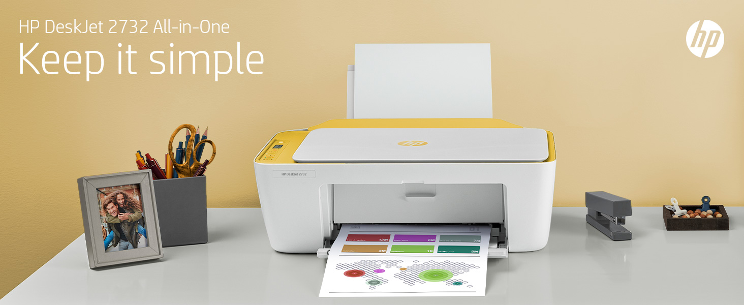 HP DeskJet 2732 Wireless All-in-One Color Inkjet Printer - Instant Ink  Ready (Marigold) 