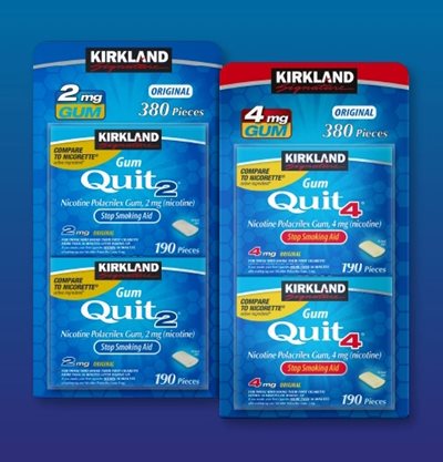 costco tobacco products Kirkland Signature Quit 2 mg or 4 mg, Ice Mint Gum, 300 Pieces Kirkland Signature Quit, 2mg or