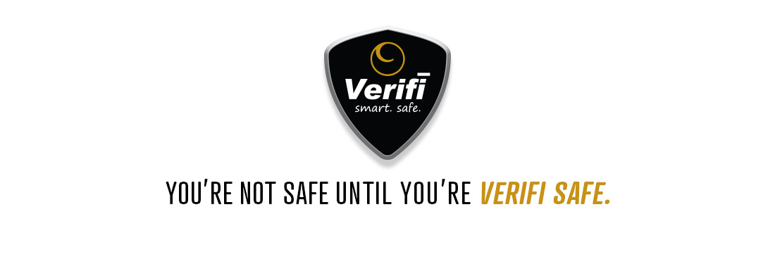 Verifi Smart Safe logo with tagline you’re not safe until your Verifi safe underneath