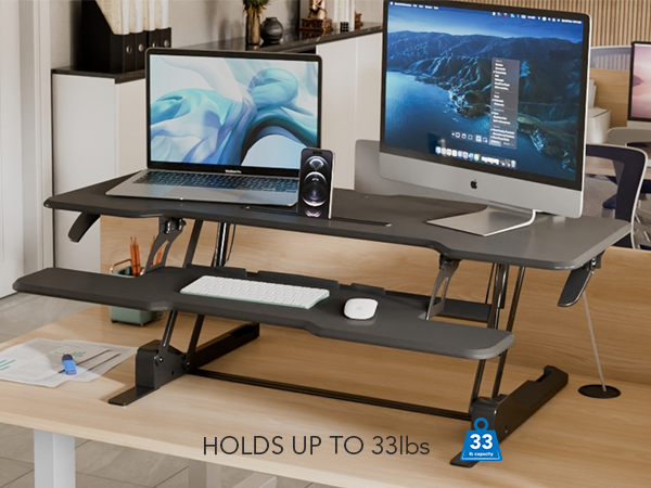 SIT-TO-STAND DESK CONVERTER FOR SITTING OR STANDING AT WORK