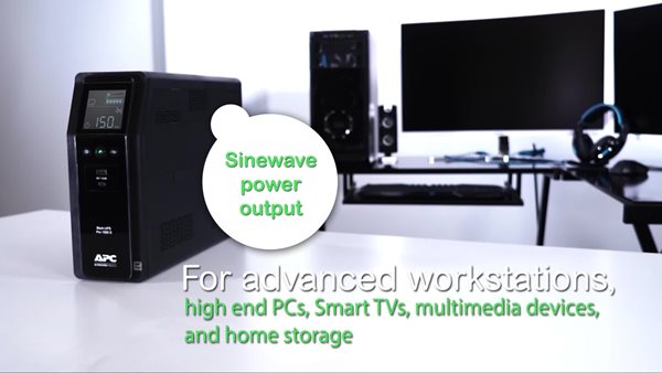 thumbnail video image 6 of APC UPS, 1500VA Sine Wave UPS Battery Backup & Surge Protector with AVR, 2 USB Charging Ports, LCD Uninterruptible Power Supply, Back-UPS Pro Series (BR1500MS), 6 of 6