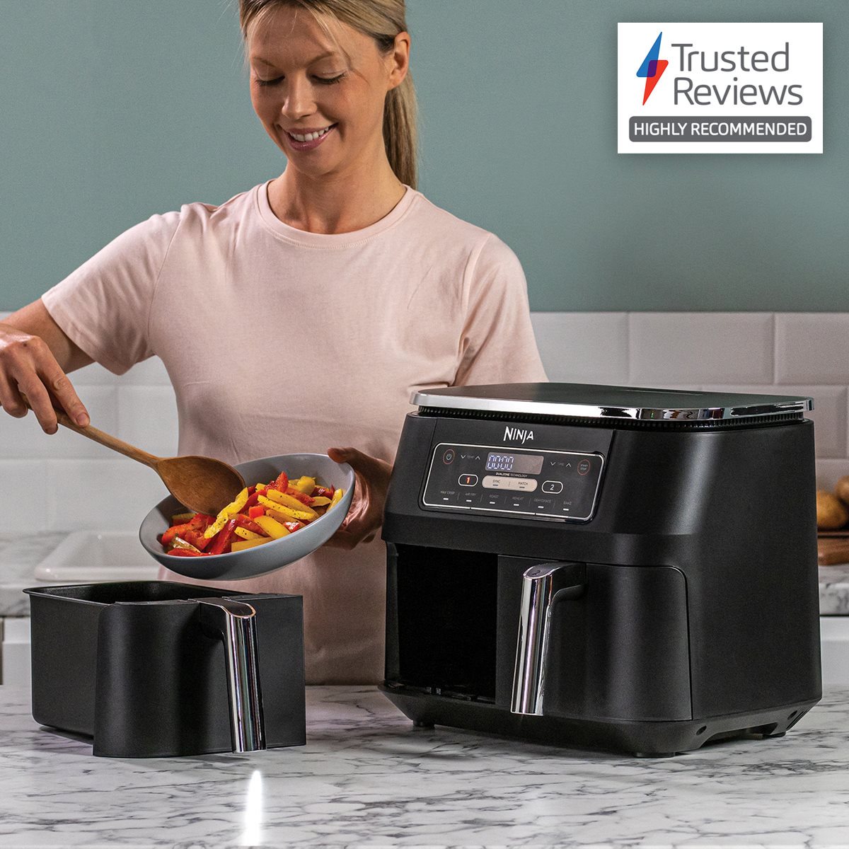 Argos Product Support for Ninja 7.6L Foodi Dual Zone Air Fryer and  Dehydrator AF300UK (802/3333)