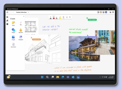 Whiteboard est utilisé pour annoter un document sur une Surface Pro 9