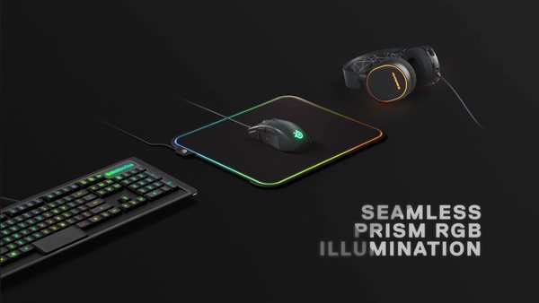 thumbnail video image 2 of SteelSeries QcK Prism XL RGB Gaming Mouse Pad, 2 of 5