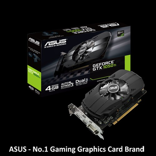 ASUS GeForce GTX 1050 Ti 4GB PHOENIX Fan Edition DVI-D HDMI DP 1.4 Gaming  Graphics Card (PH-GTX1050Ti-4G)