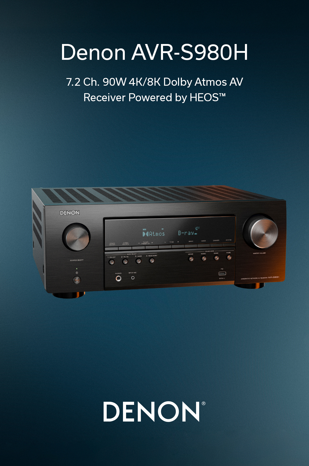 Denon AVR S980H 7.2 Channel AV Receiver Black AVR-S980H - Open Box