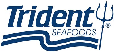 Trademarked Trident Seafoods logo with image of trident fishing spear.