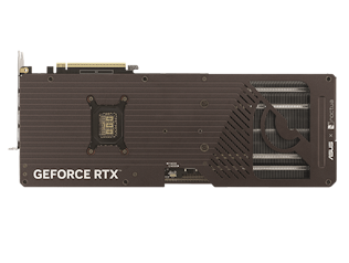 Close-up view of a GeForce RTX 5080 Noctua Edition graphics card's protective backplate.