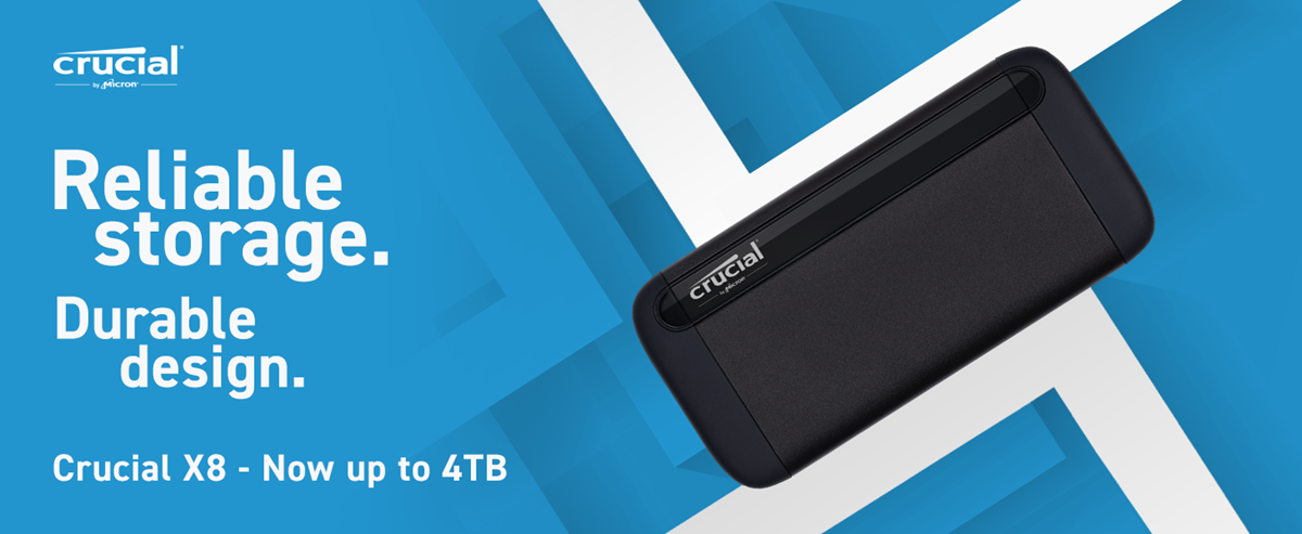 Reliable storage. Durable design. Crucial X8 - Now up to 4TB