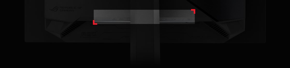 The rear panel of the XG27ACDNG features DisplayPort 1.4, HDMI 2.1, and a USB hub.