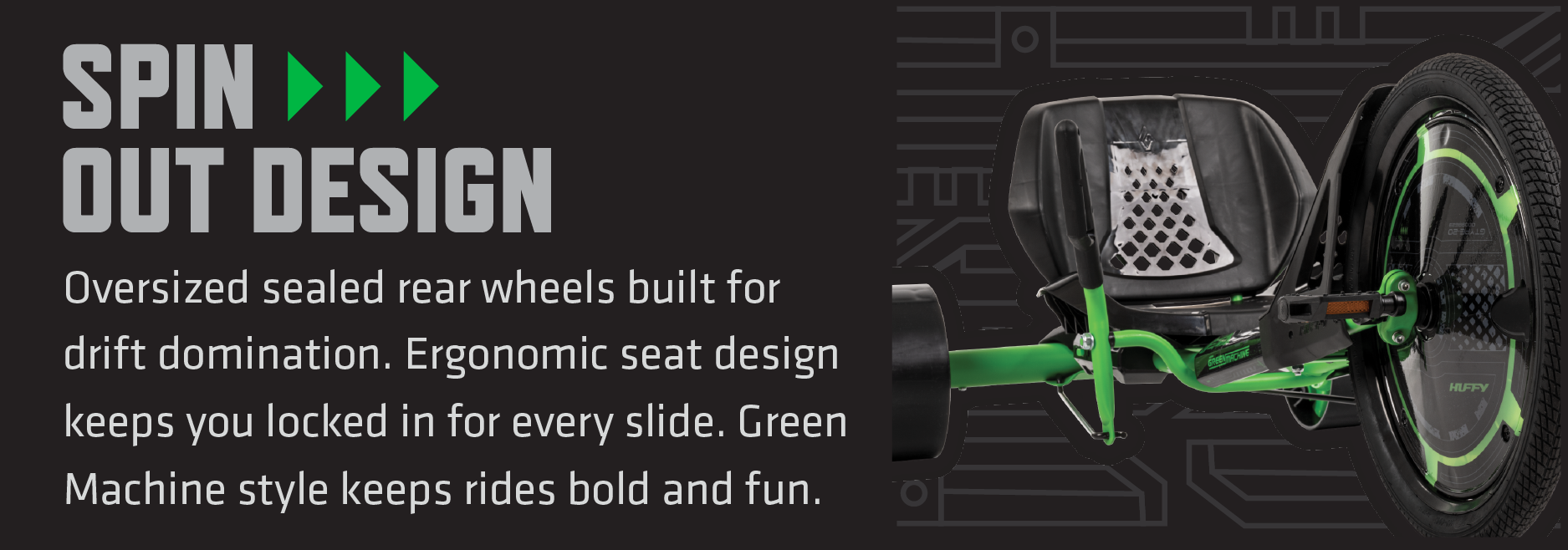 Huffy, Green Machine Drift Trike, 20-Inch, Green Black - Walmart.com