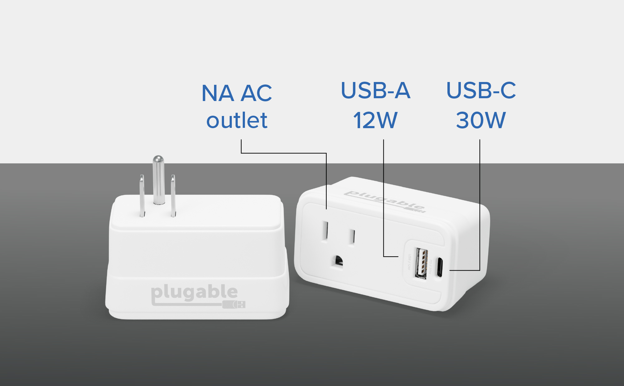 Plugable Wall Outlet Extender, 1x USBC and 1x USB, 32W Fast Charger Block