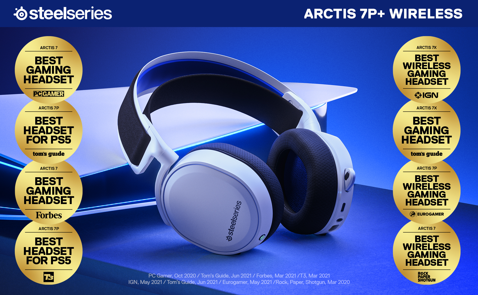  SteelSeries Arctis 7P Wireless – Auriculares inalámbricos para  juegos de 2.4 GHz sin pérdida – para PlayStation 5 y PlayStation 4 – Blanco  – PlayStation 5 : Videojuegos