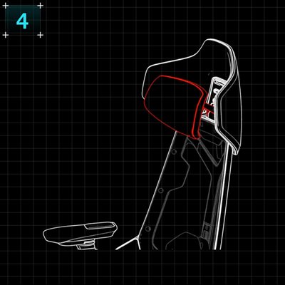 2D-justering af nakkestøtte med 40° rotation