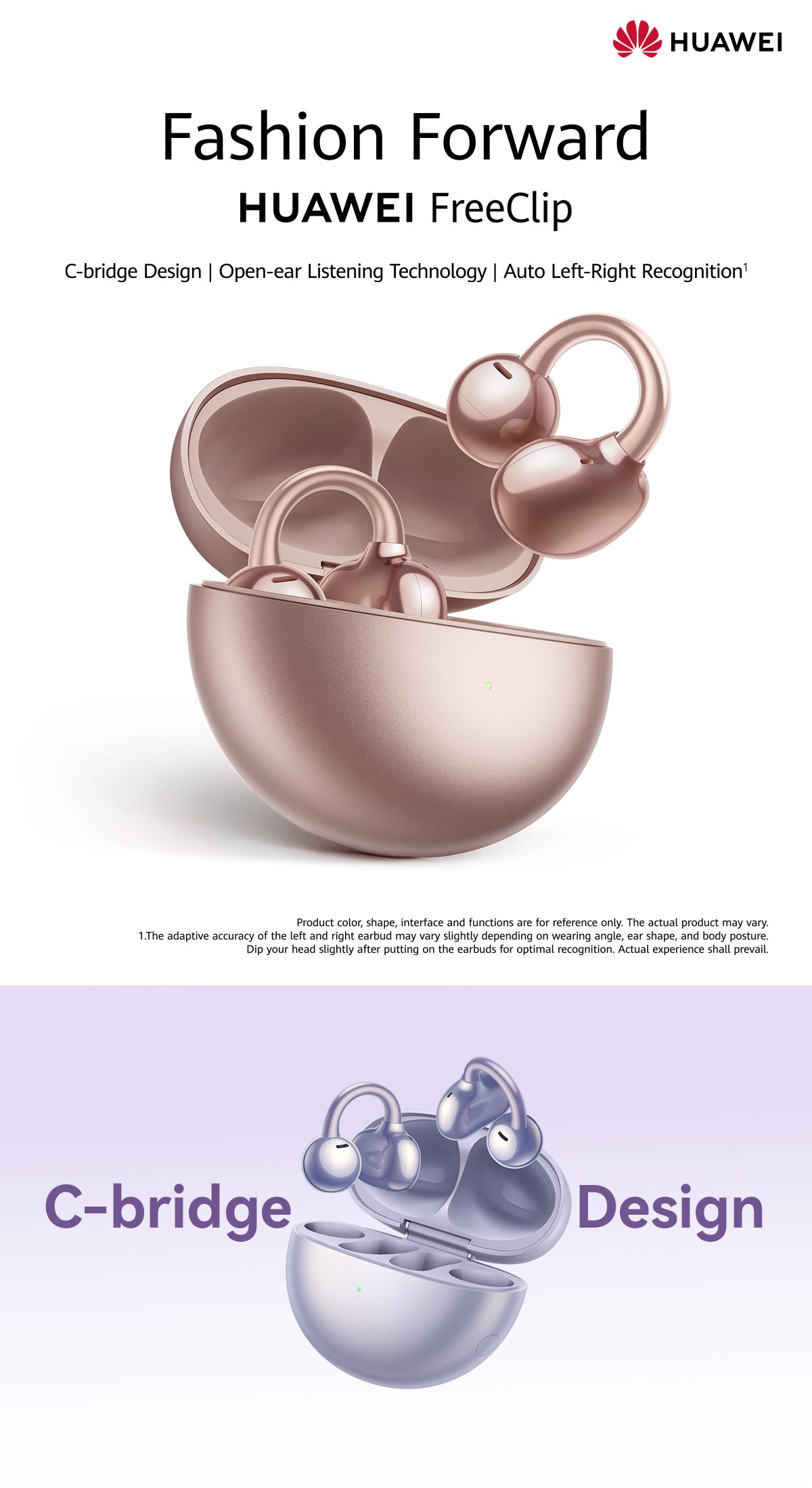 Buy HUAWEI FreeClip Open-Ear Wireless Earbuds - Purple | Wireless