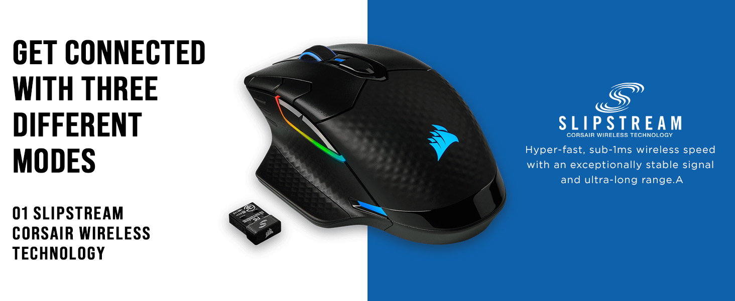 CORSAIR Dark Core RGB Pro 18000DPI Wireless Gaming Mouse with SLIPSTREAM  Technology Black