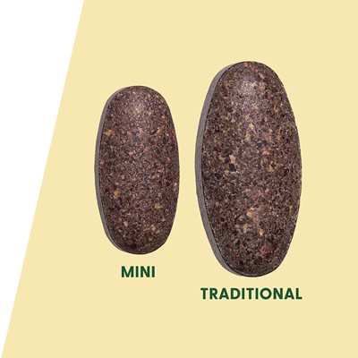 Blood Builder Mini Tablet pictured next to the Traditional Tablet