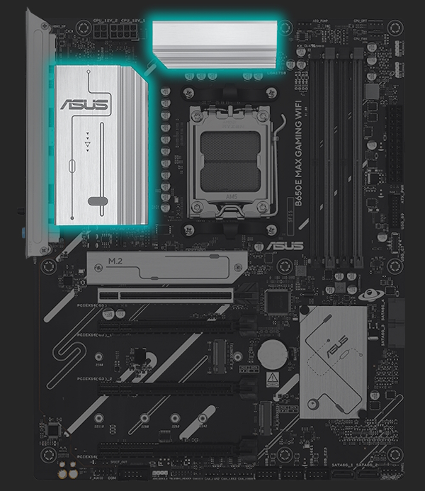 ASUS B650E Mainboard mit VRM-Kühlkörperbild