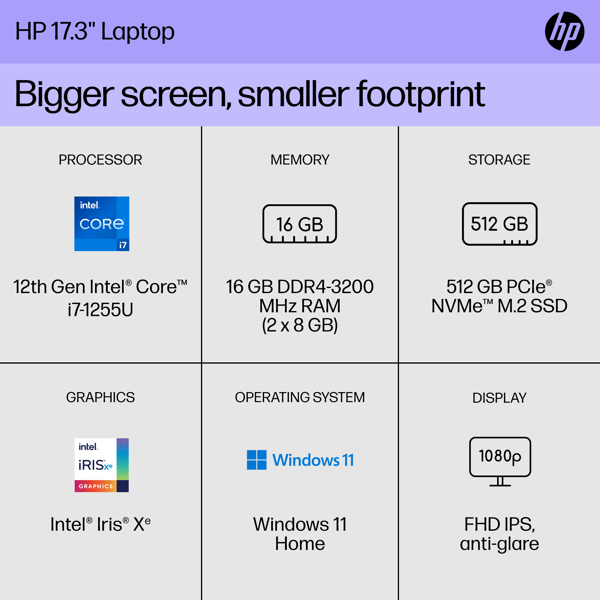 Pc portable hp laptop 17 cn2016nf 17.3 intel core i7 16 go ram 1 to ssd  argent naturel 0196786414602 - Conforama