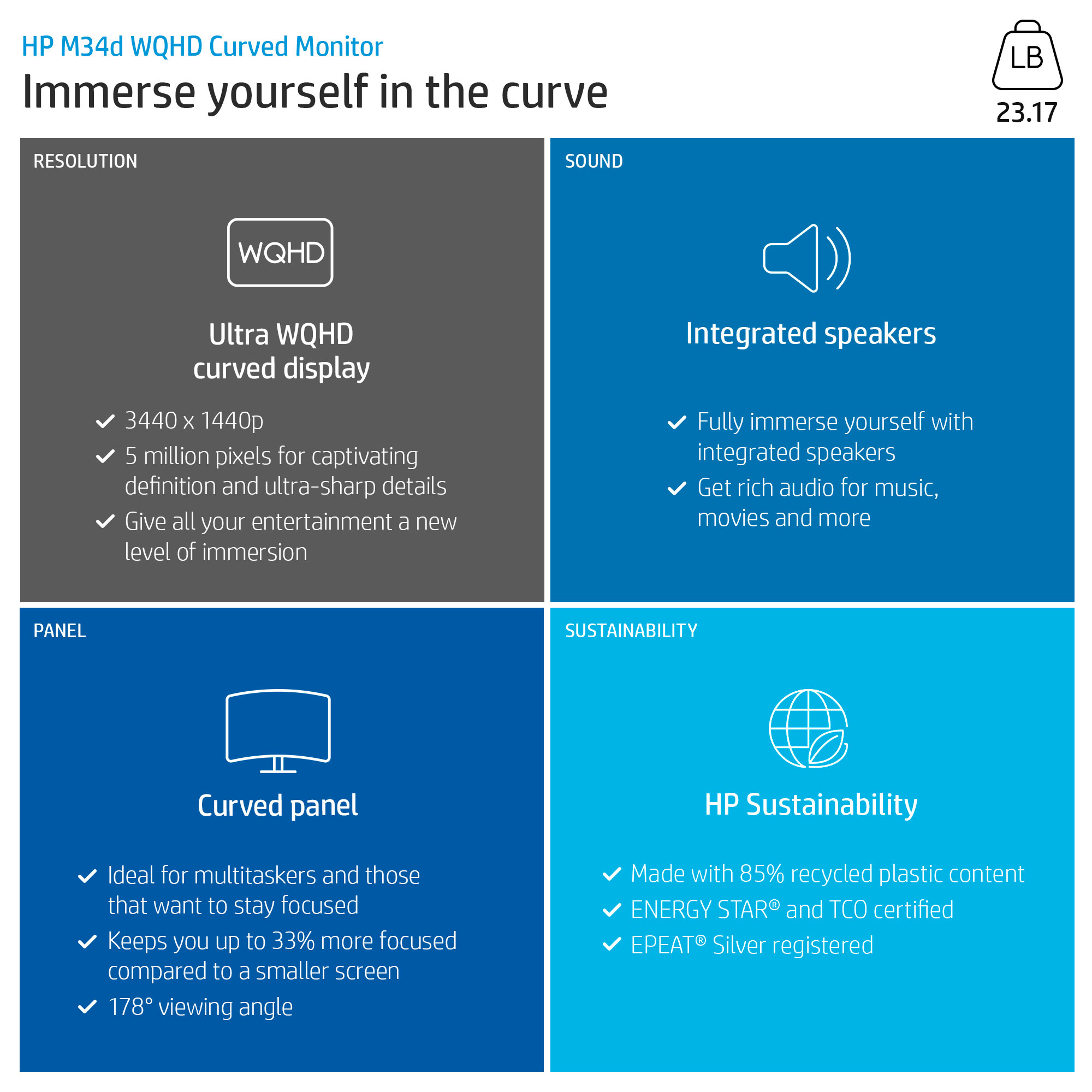 Shop | HP M34d - LED monitor - curved - 34\