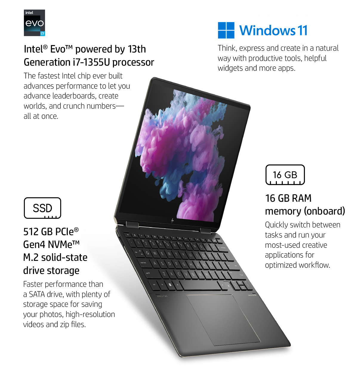 Open 14-inch HP notebook showing screen and keyboard