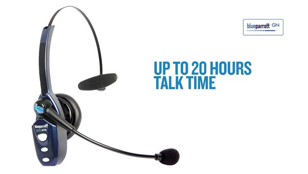 thumbnail video image 2 of BlueParrott B250-XTS Wireless Bluetooth Mono Headset with 91% Noise Cancellation Microphone & Lightweight Design, Blue, 2 of 9