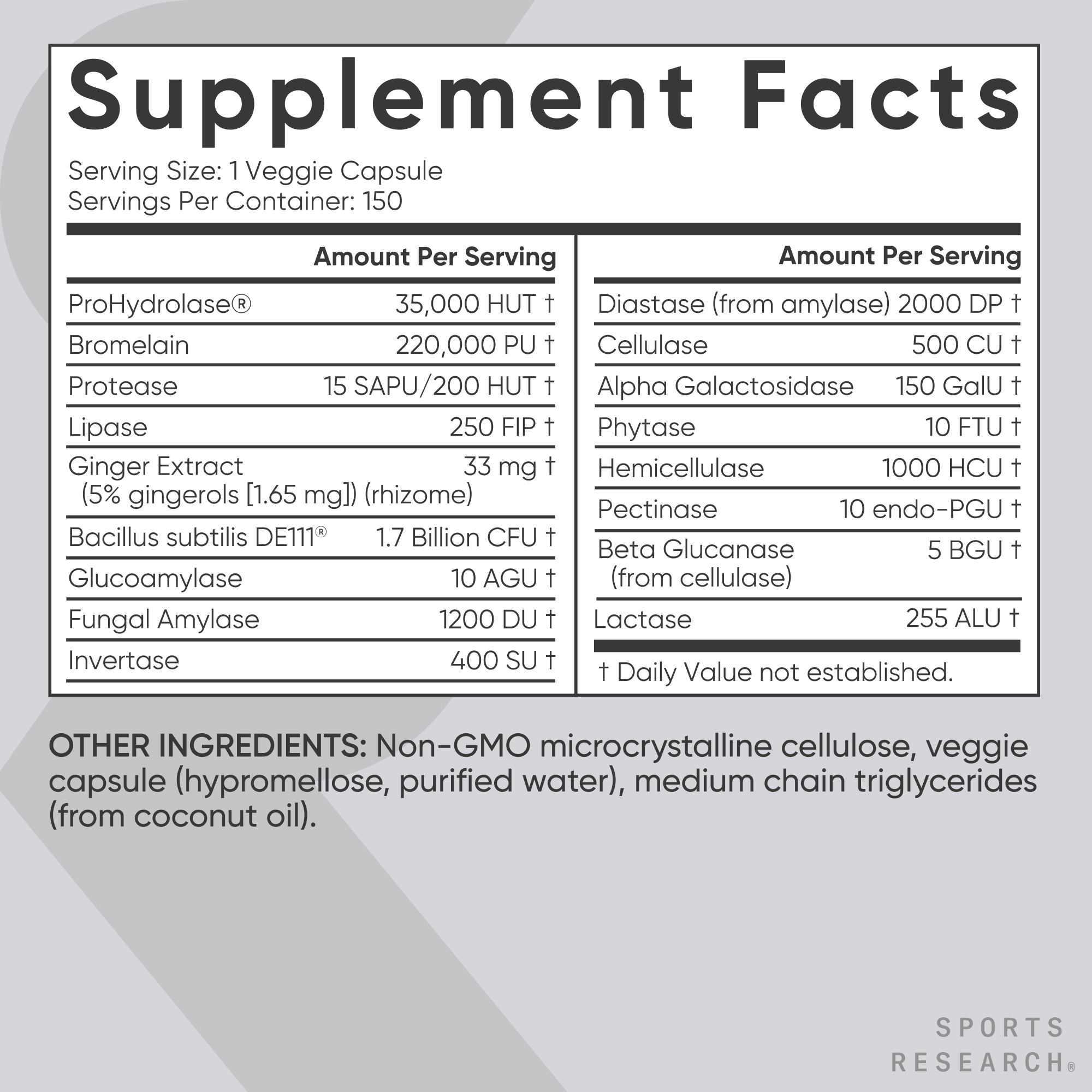 Sports Research Digestive Enzymes, 150 Veggie Capsules | Costco