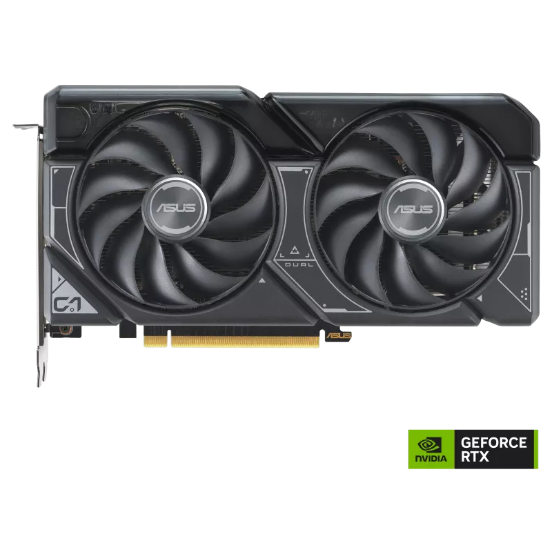 slide 1 of 14, show larger image, asus dual geforce rtx 4060 front view of the with black nvidia logo