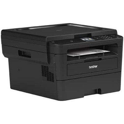 Laser printer printing black and white document