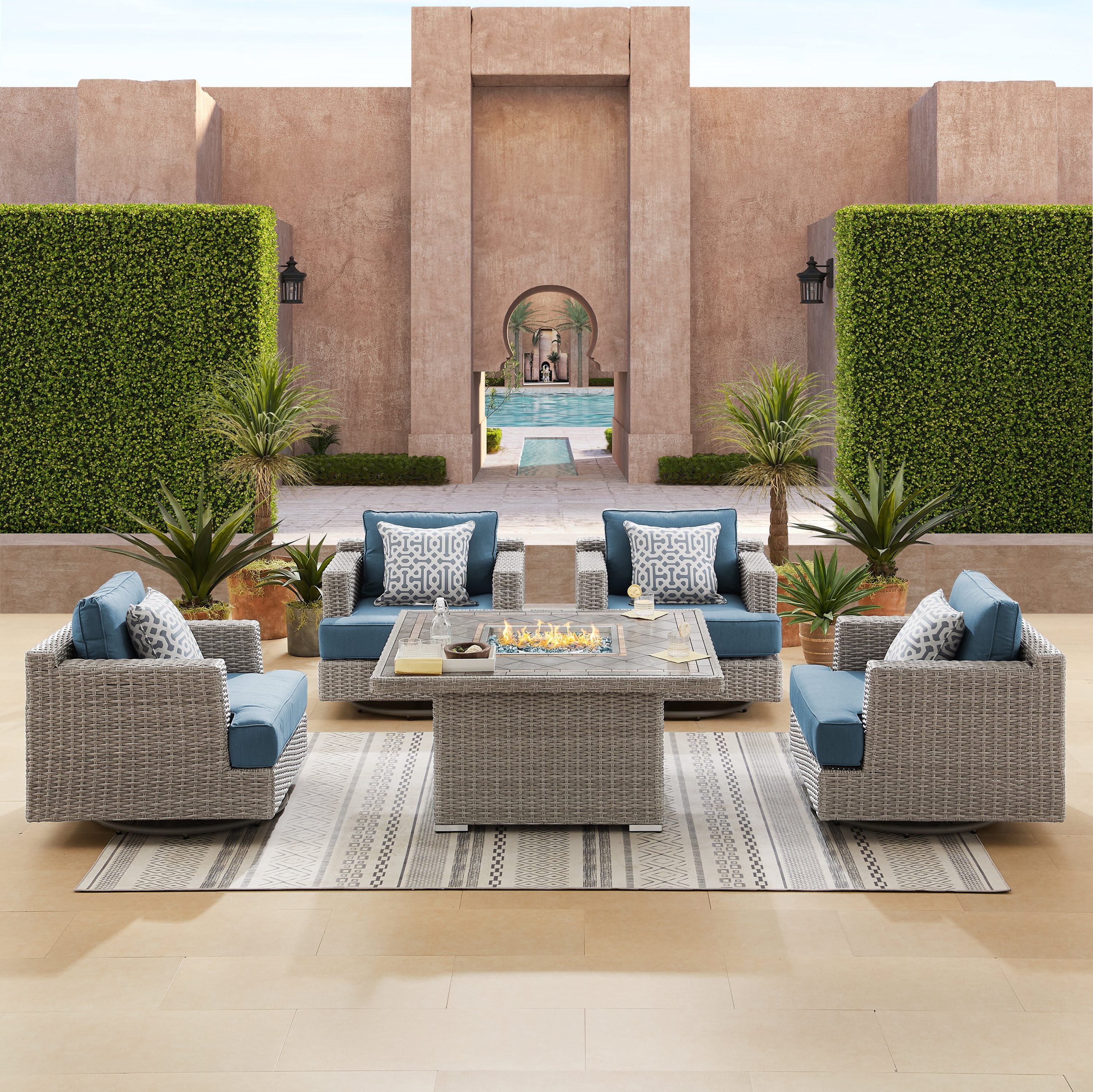 Sirio Niko 5-piece Outdoor Patio Fire Chat Set | Costco