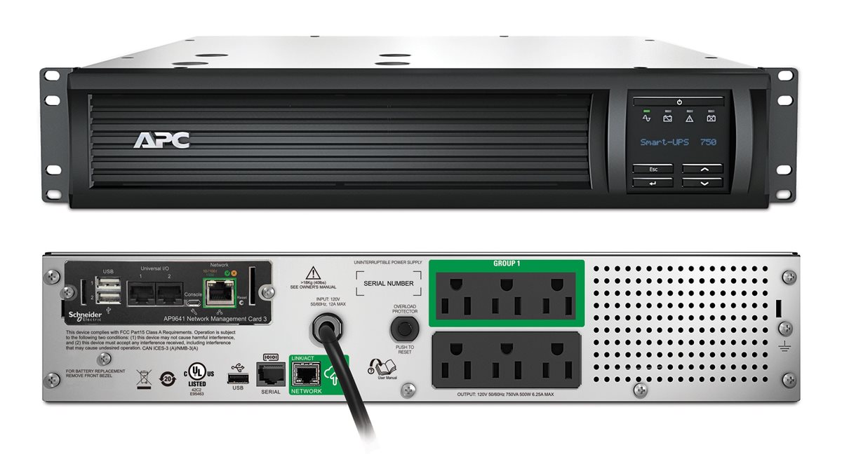 APC Smart-UPS, Line Interactive, 750VA, Rackmount 2U, 120V, 6x NEMA 5 ...