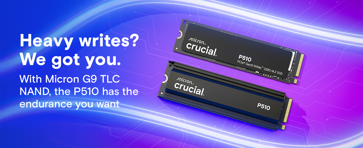 Crucial P510 2TB Gen5 NVMe SSD, Up to 10,000 MB/s, PCIe 5.0