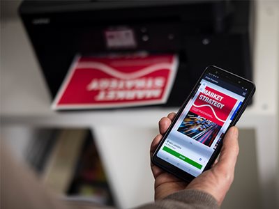 A man printing from the Brother Mobile Connect app