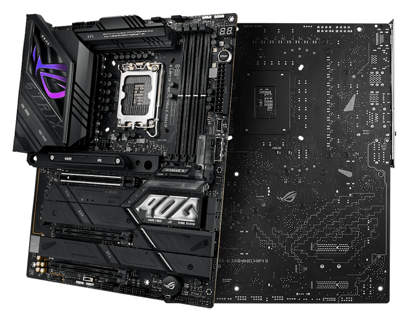 The Strix Z790-E II front and back designs offer a clean, modern aesthetic
